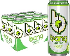 Bang Energy Lime Pop Drop Sugar-Free Energy Drink 16-Ounce Pack of 12