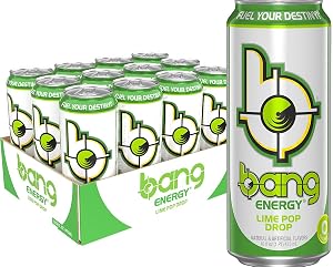 Bang Energy Lime Pop Drop Sugar-Free Energy Drink 16-Ounce Pack of 12