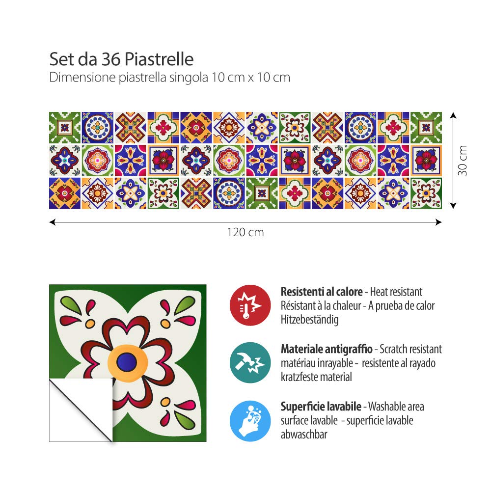 RE-COVERTILES - Adesivi per piastrelle bagno e cucina 32 Pz