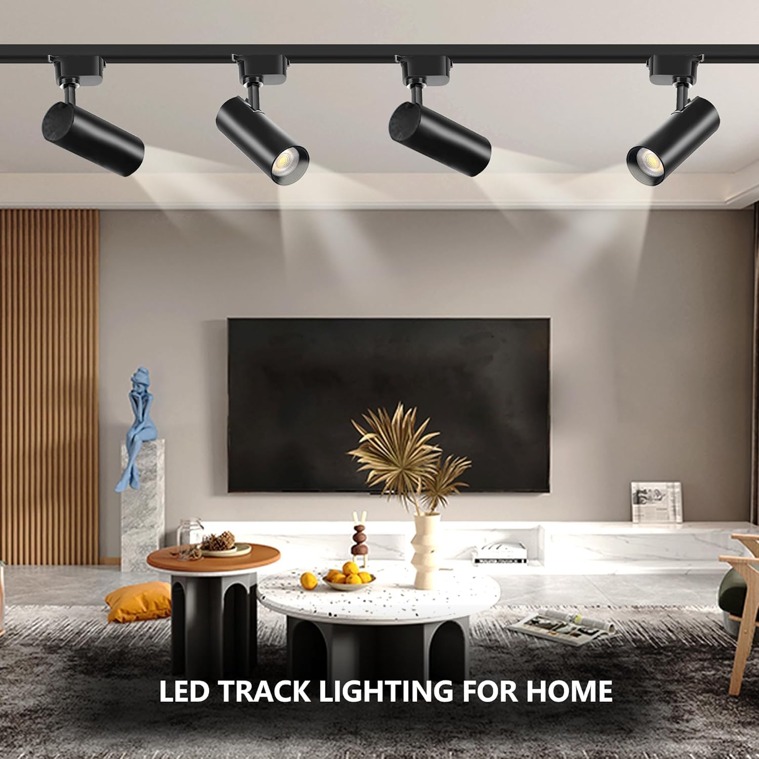 H Type LED Track Lighting Heads Kit, 8 Track Lights 4000K 20W 2400lm High Brightness Dimmable Track Lighting System with 9.8ft (3.28 * 3) Track Rail, 4000K Natural White Adjustable Angled