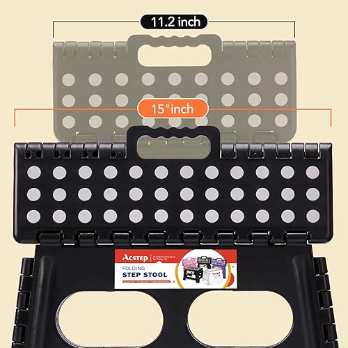 Miniatura 3 de ACSTEP Taburete plegable de 15 pulgadas, extra ancho, 9 pulgadas de altura, resistente, más seguro y cómodo, antideslizante, plegable para niños y