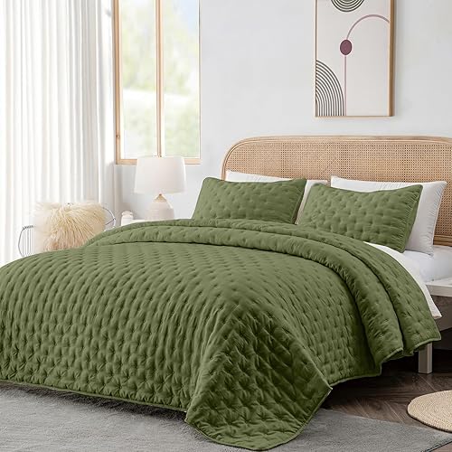 Juego de edredón King de 3 piezas, juego de colcha reversible ultrasónica suave y cálida (104 x 90 pulgadas) con 2 fundas de almohada (20 x 36