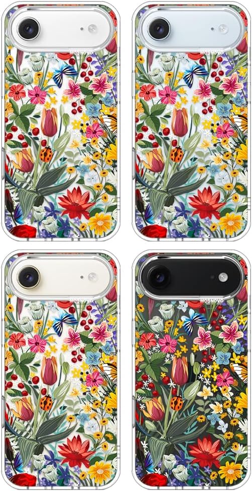 MOSNOVO for iPhone Air Case | Military Grade 6.6ft Drop Tested | Camera Control | Clear with in The Garden Design - Image 3