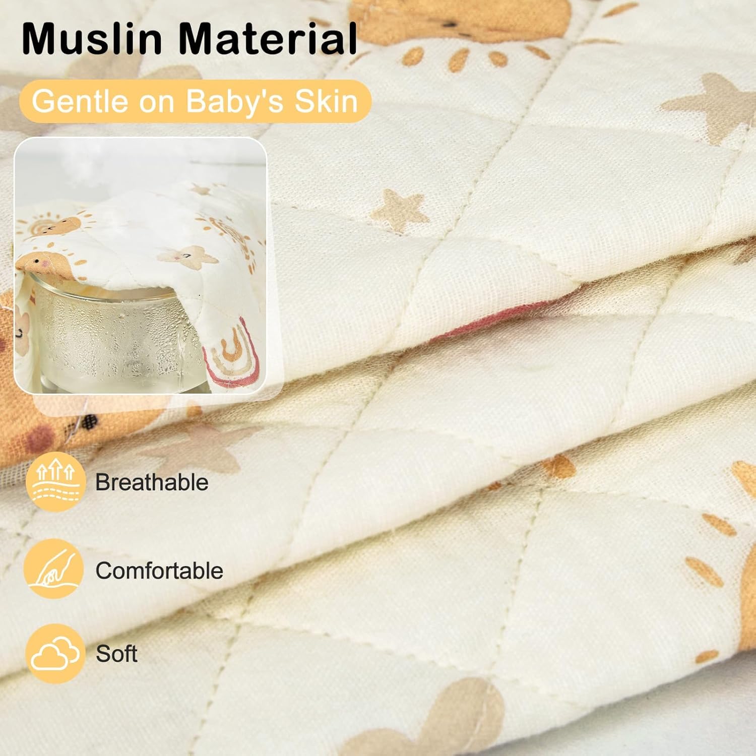 Muslin Bassinet Sheets Waterproof Baby Bassinet Mattress Sheets 2 Pack Thickened Ultra Soft Fitted Crib Cover 33" x 17" for Oval Cradle, Rectangular Mattress Pad, Mocha - Image 2