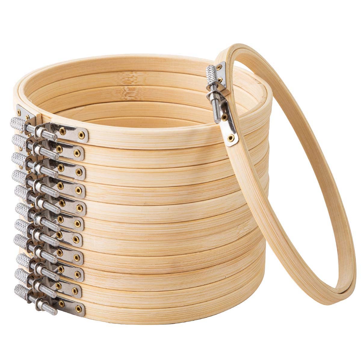 Matchne Embroidery Hoop 12PCS 5 inch Cross Stitch Supplies & Needlework Supplies Easily Loosen/Tighten Bamboo Wooden Hoops for Crafts