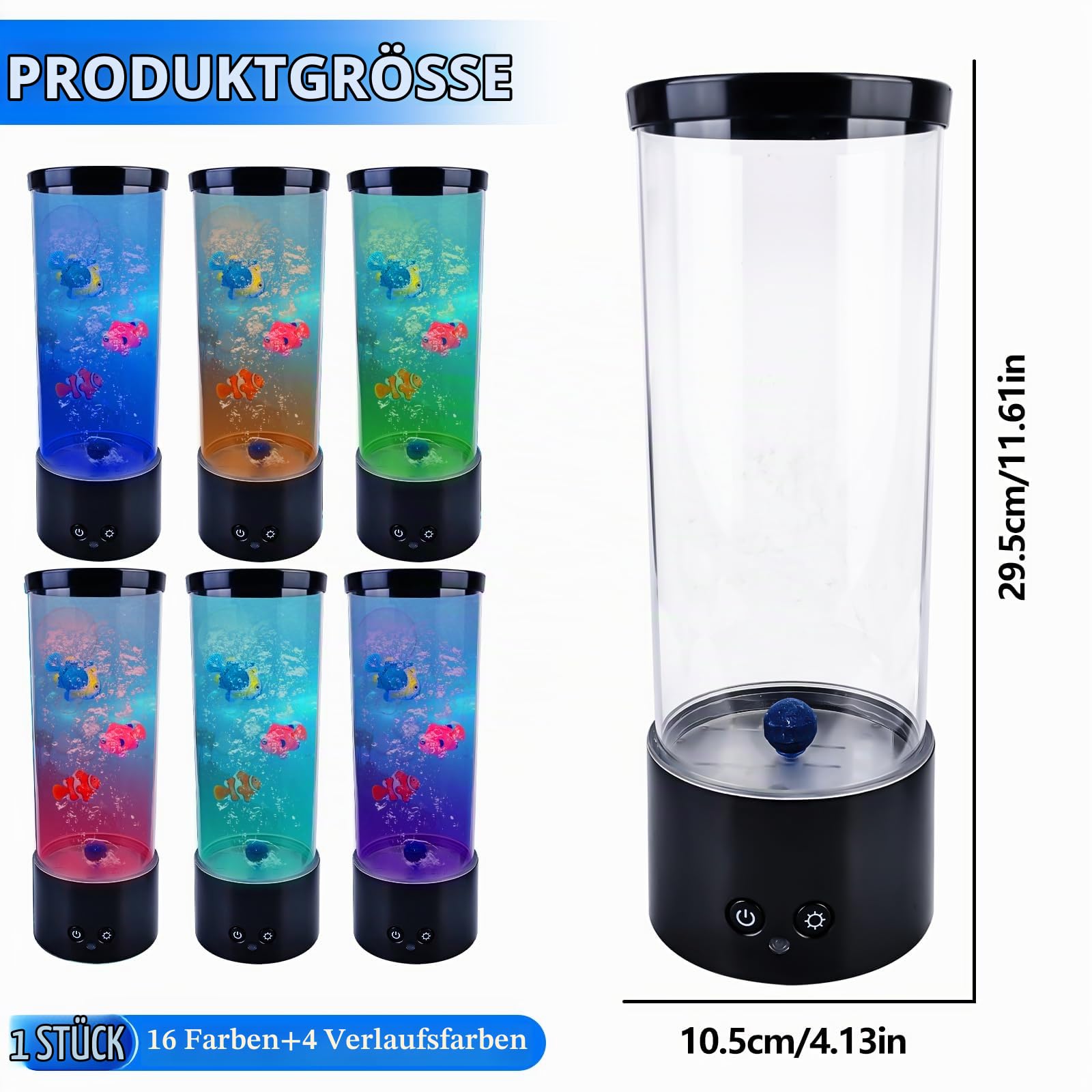 Vegena Lavalampe, Aquarium Lampe, Blasenlichtlampe mit Fisch Aquarium Nachtlicht, Lavalampe LED mit Fernbedienung, 16 Farben und 4 Modi, RGB-Licht für Kinder Erwachsene Dekoration für Zuhause Büro