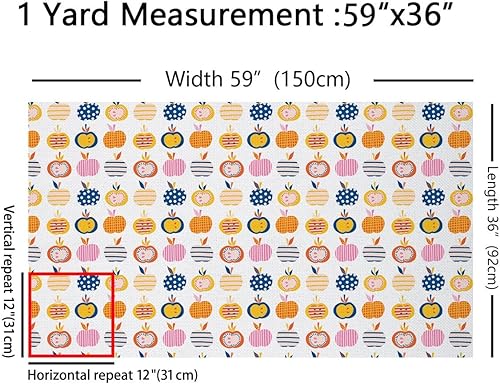 Miniatura 2 de The Yard - Tela colorida de manzanas con temática alimentaria, tela de pintura abstracta de frutas sabrosas para tapicería y proyectos de bricolaje
