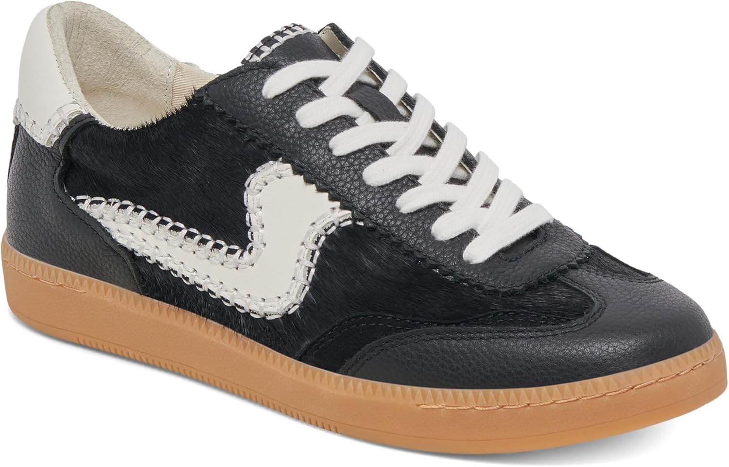 Dolce Vita Women's Notice Stitch Sneaker, Onyx Calf Hair, 8.5