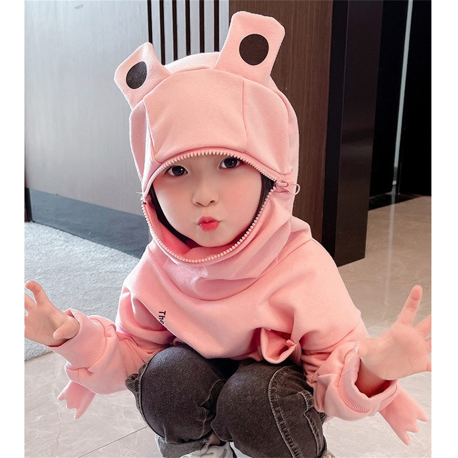 Dziecięcy sweter z kieszonką dla dzieci żaby z kapturem dla dziewczynek kreskówkowe bluzy z kapturem bluza dla chłopców z dużym zamkiem błyskawicznym maluch 3D dziewczęce topy duże dzieci