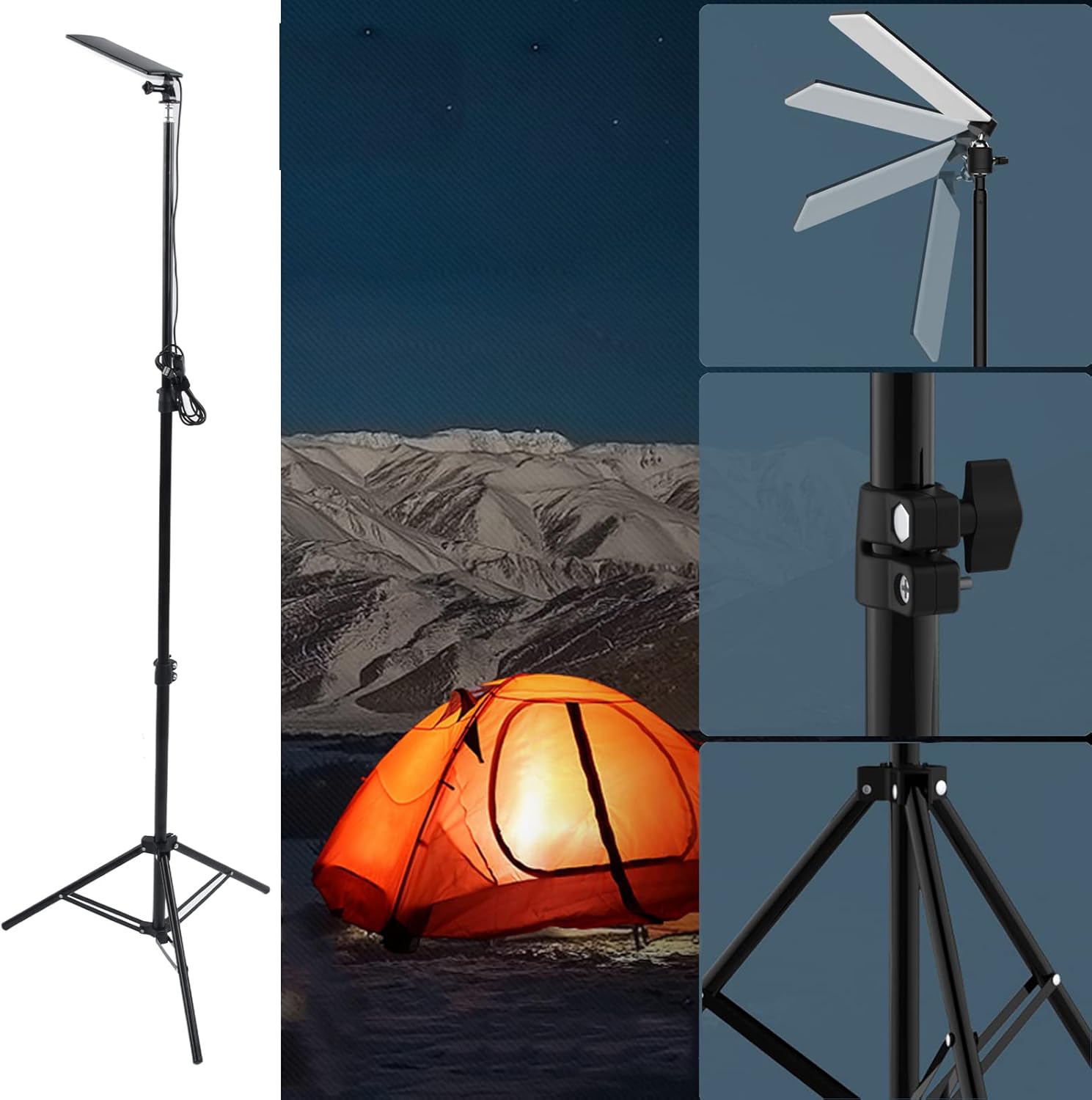 Garosa LED Work Light with Stand 1680lm 84 LEDs 18W Portable Tripod LED Camping Light Adjustable Height for PhotographyIndoor Outdoor with Storage Bag