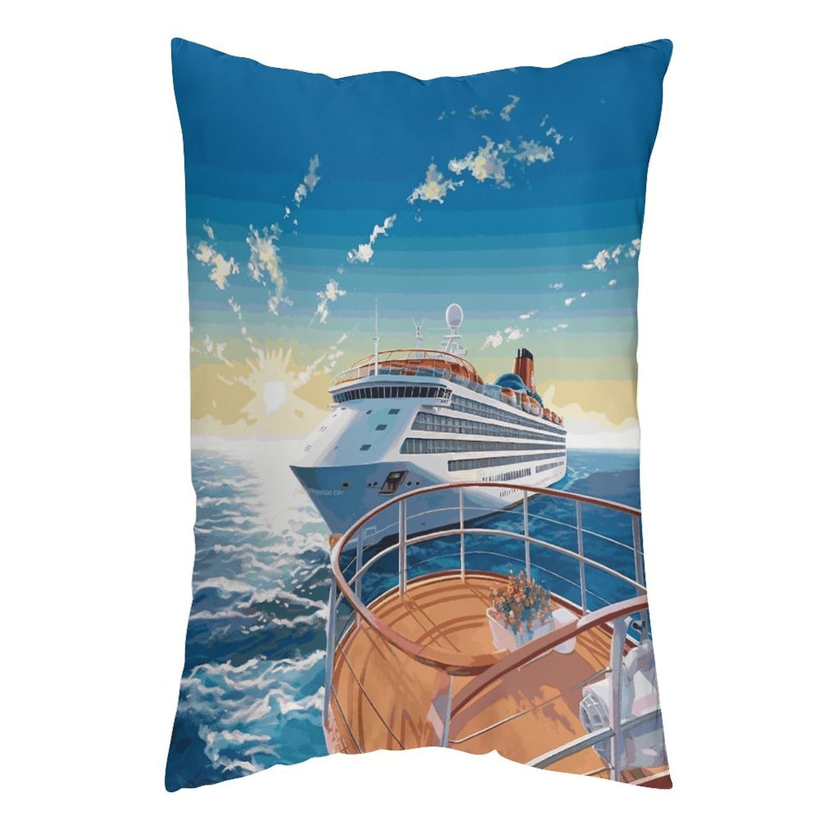 LDGSUPH Summer Sea Cruise Pillow Cases Soft Pillowcase with Invisible Zipper Wrinkle Resistant Pillow Covers Breathable Removable Pillow Protector for Bed Sofa Car 16 "x24