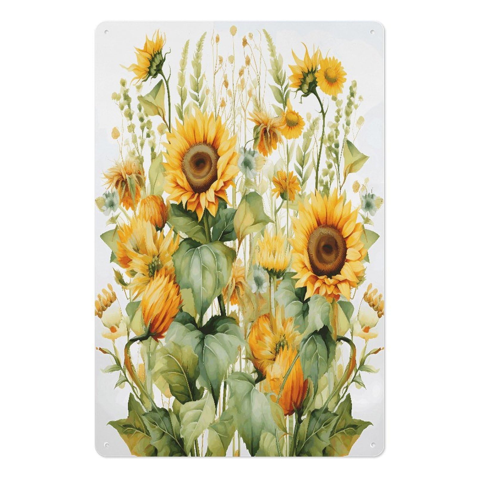 Adfgyerh Style Sunflower And Corn Tin Sign Hanging Art Prints,Wall Decor For Gifting And Party Decoration 7.9X11.8 Inch,Wall Art For Home Garden Greenhouse Living Room Bedroom Yard