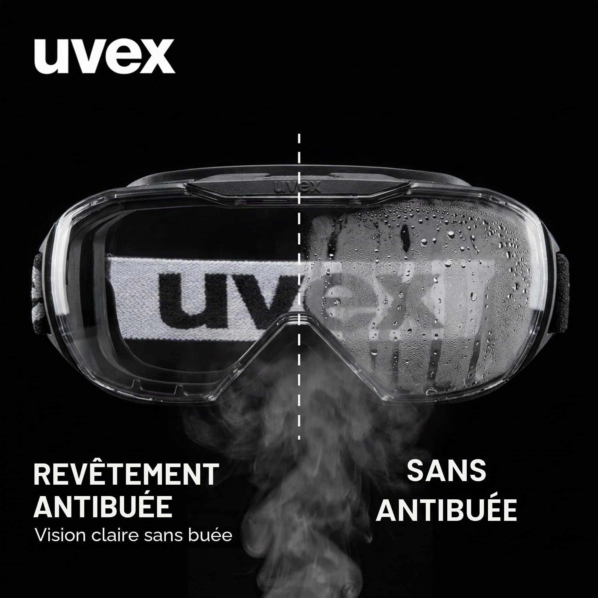 Surlunettes Uvex Megasonic pour porteurs de Lunettes - sans buée et résistantes aux Rayures