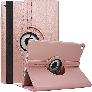 iPad Case Fit 2018/2017 iPad 9.7 6th/5th Generation - 360 Degree Rotating iPad Air 2 Case Cover with Auto Wake/Sleep Founction Compatible with Apple iPad 9.7 Inch (6th Gen, 5th Gen) - Rose Gold