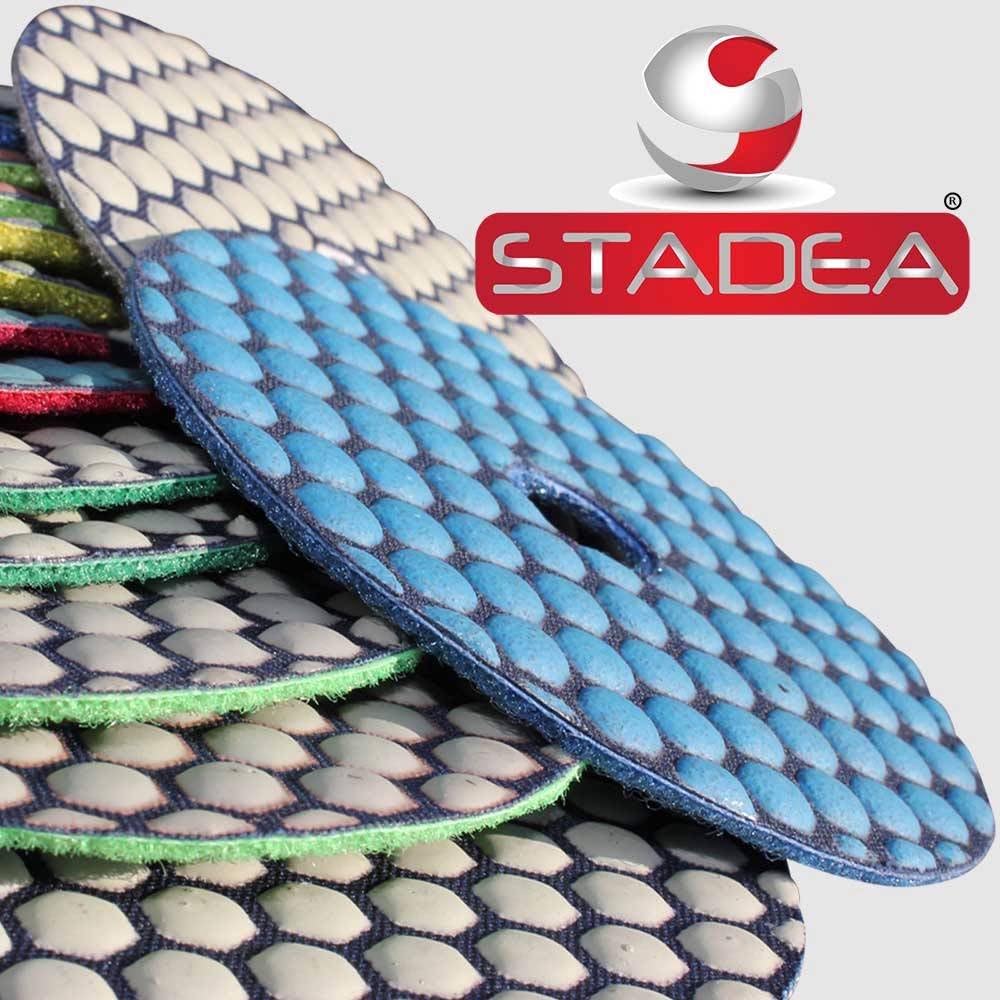 granite polish pads kit 4 Inch dry - 5 Step Pads + Backing Pads Set by Stadea