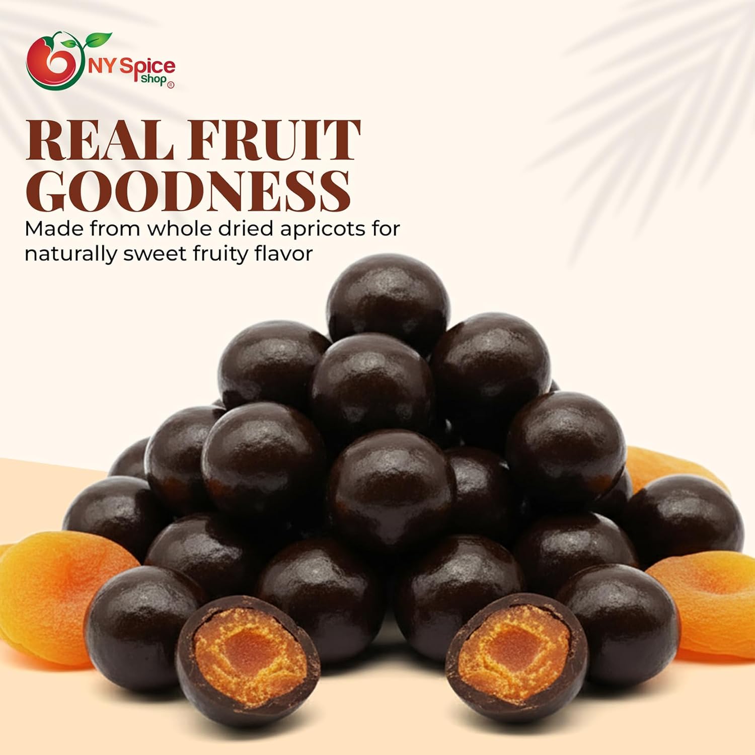 NY Spice Shop Dark Chocolate Apricots - 1 Pound Bulk Sweet & Crunchy Chocolate Snack - Chocolates Apricot Treats for Festive Parties, Dessert Topping, Celebration Tables & Gifts