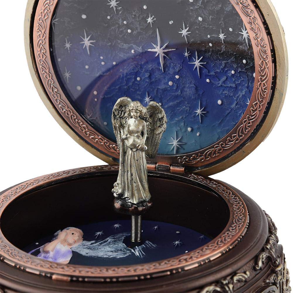 Spieluhr Music Box, Vintage Spieluhr Musikbox Rotating Music Box LED Nachtlicht Spieluhr Mädchen 12 Sternbilder Rotierende Göttin Spieluhr Geschenke Für Frauen Geburtstagsgeschenk, Aquarius