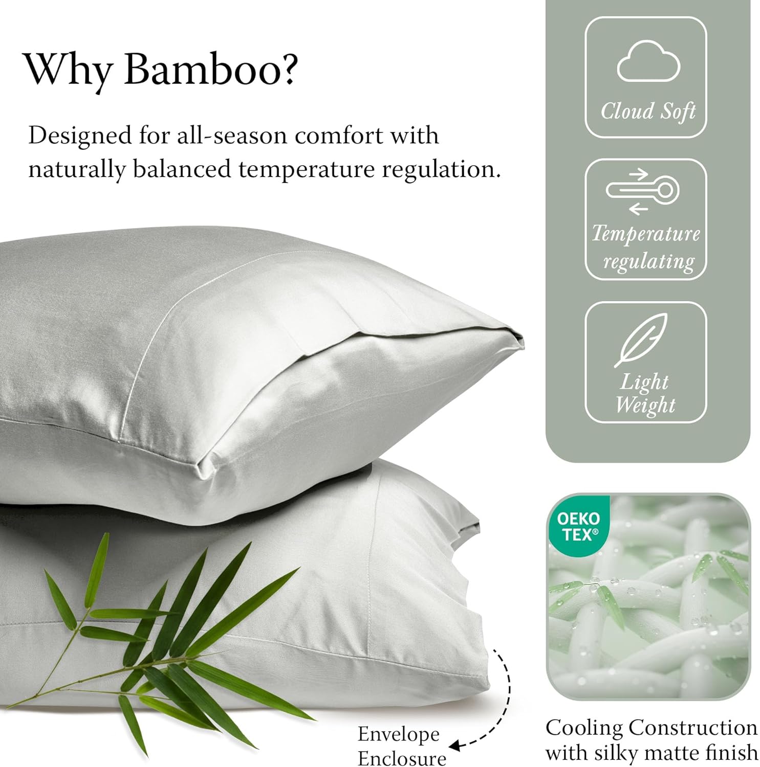 Threadmill Luxury Viscose Made from Bamboo Sheets King Size | Hotel Like Soft with Deep Pockets Breathable and Cooling for Mattress Bedding Light Grey