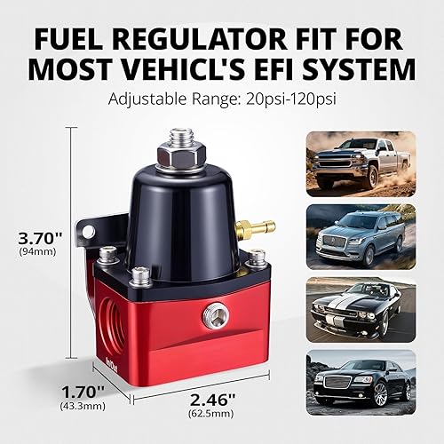 Miniatura 2 de EVIL ENERGY Regulador de presión de combustible 6AN EFI Bypass Retorno ajustable (20-75PSI, 75-120PSI)