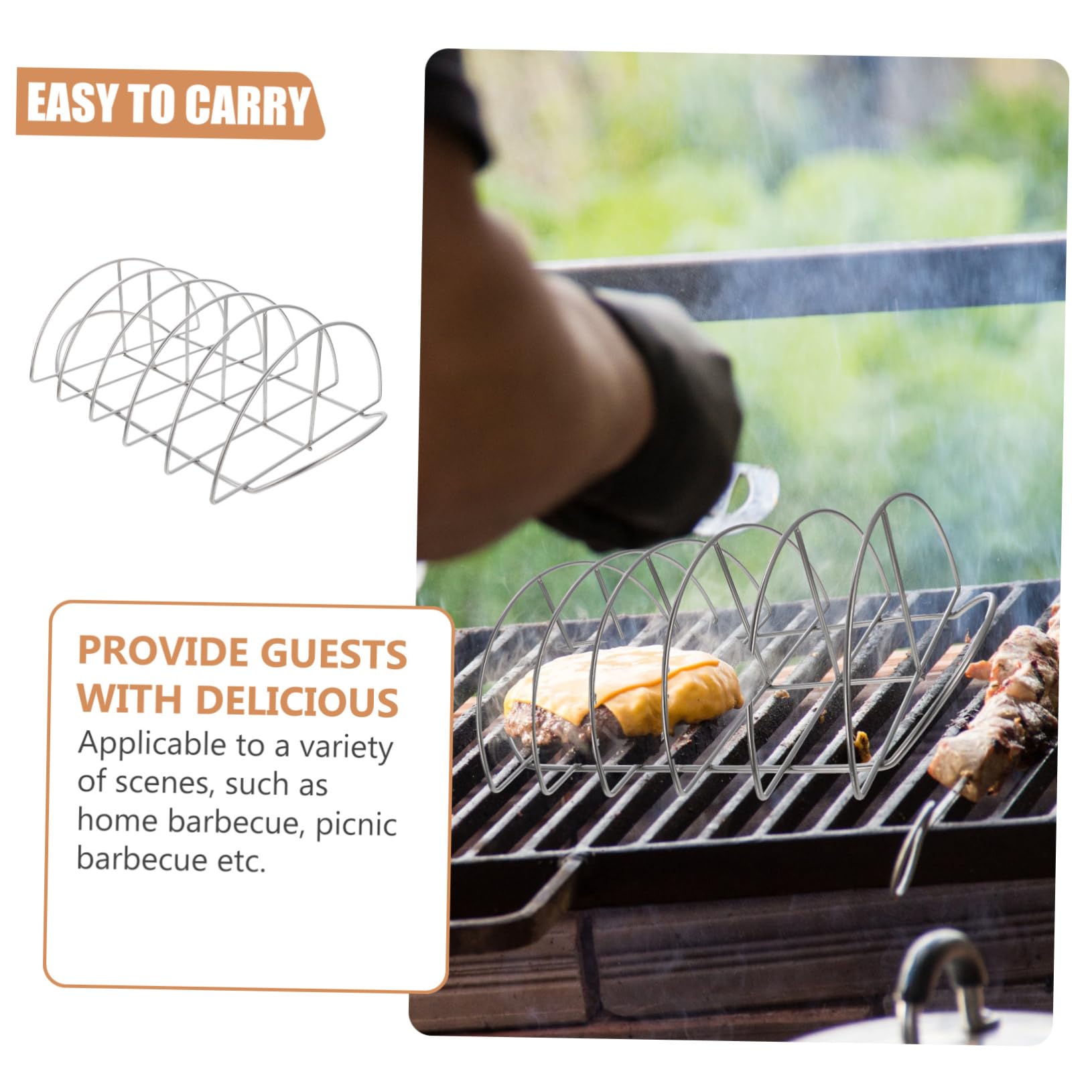 Kisangel Supporto per Costine da Barbecue in Acciaio Inox, Rastrelliera Multiuso per Agnello e Pollo, Leggero e Resistente, per Picnic e Grigliate in Casa