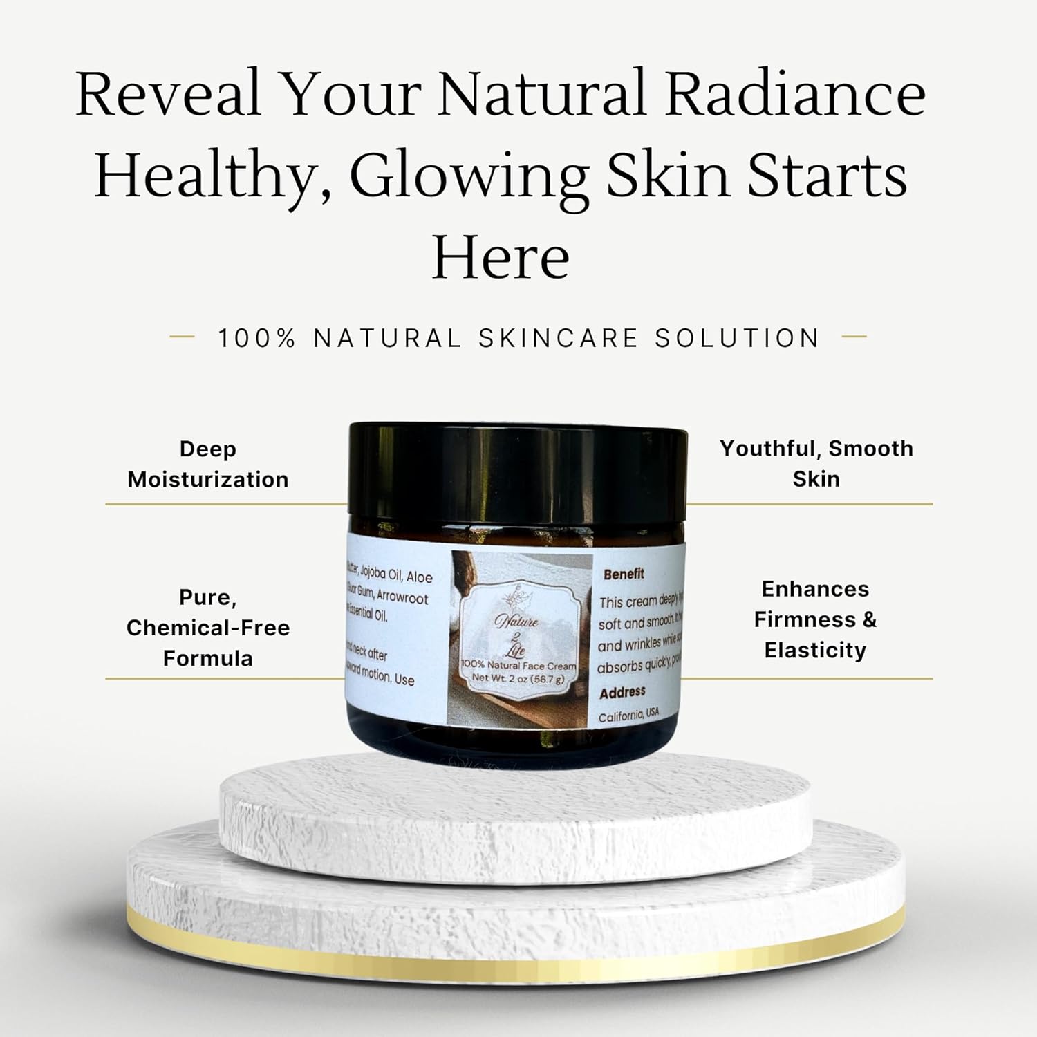 Nourishing Face Cream – 100% Natural & Holistic Moisturizer | Hydrating, Anti-Aging, For All Skin Types 2 oz