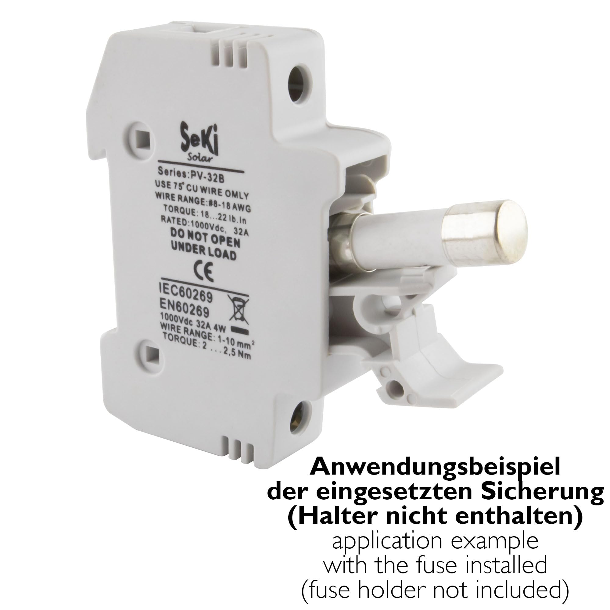 Fusibile Solare SeKi 10x38 Mm | 16A, 1000V DC, Classe GPV | Per Impianti Fotovoltaici E PV