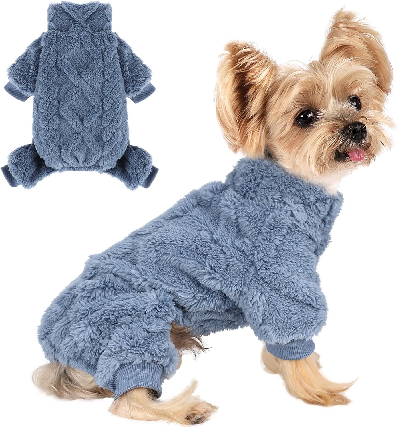 Dog Sweater, Dog Pajamas Small Sized Dog,Warm Fleece Pajamas for Dogs, Winter Chihuahua Yorkie Teacup Cat Sweater Clothes Outfits,Soft Cold Weather Pet Coat(M,Purple)