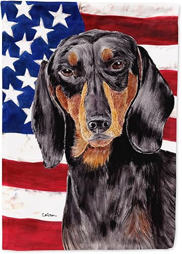 Miniatura 113 de Caroline's Treasures SS4017GF Bandera de Estados Unidos con Bulldog Inglés para jardín, bandera decorativa para patio exterior, patio, parterres,