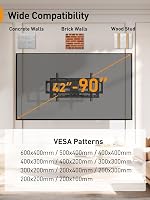 Perlegear TV Fali Tartó 42-90" Képernyőkhöz, 68 kg Teherbírás, Előszerelt, Dönthető, Forgatható, Kihúzható, VESA 600x400mm, Univerzális 2