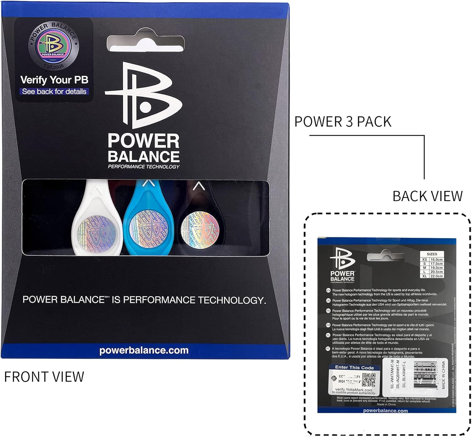 Power Balance The Original Genuine Performance Sports Wristband Bracelet, 3 Pack Bangles, Safe Waterproof Lightweight Durable, Size of S+S+M(S 17CM/M 19.0CM - Image 3