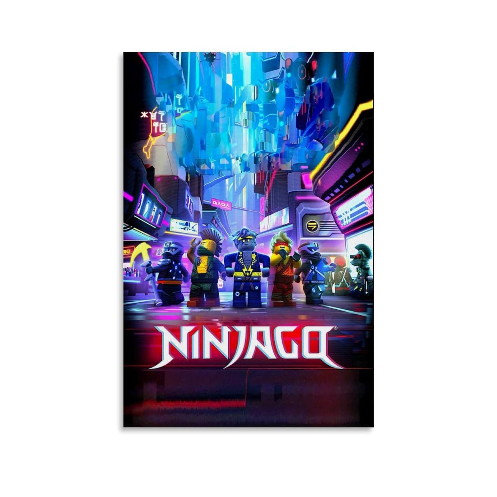 WJYCHEND Ninjago Klassieke anime-serie canvasposter, muurkunst decoratief schilderij slaapkamer schilderij posters, 50 x 75 cm, frame-stijl WJYCHEND Ninjago Klassieke anime-serie canvasposter, muurkunst decoratief schilderij slaapkamer schilderij posters, 50 x 75 cm, frame-stijl