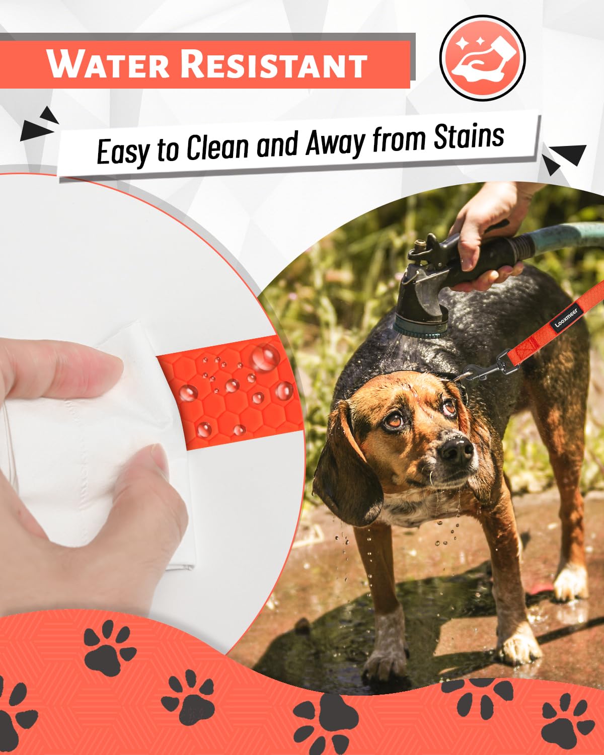 Looxmeer Guinzaglio Addestramento per Cani, Guinzaglio per Cani 3 m/5M/7M/10M/15M/20M/25M/30M, Lunghina Cane Leggero Durevole con Moschettone a D, Custodia Portabile, Arancione Fluo