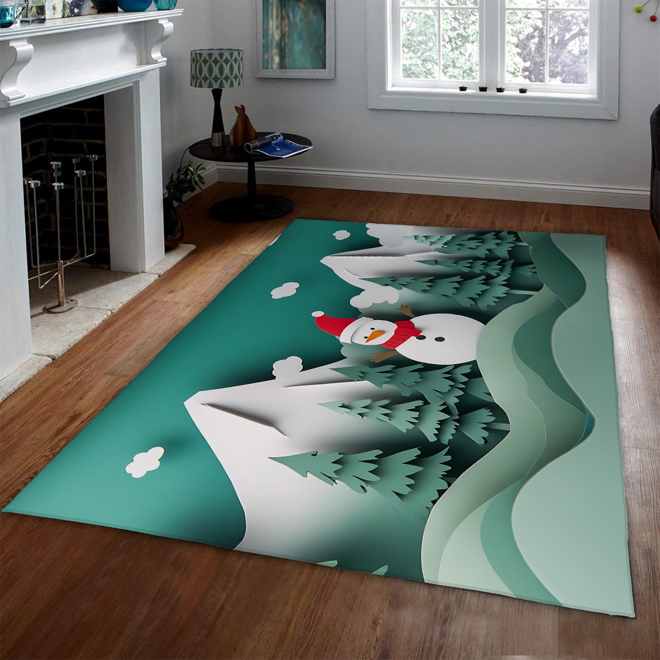 Tapis Noël lavable 180x240cm fini les taches de sapin sur le sol du salon moderne