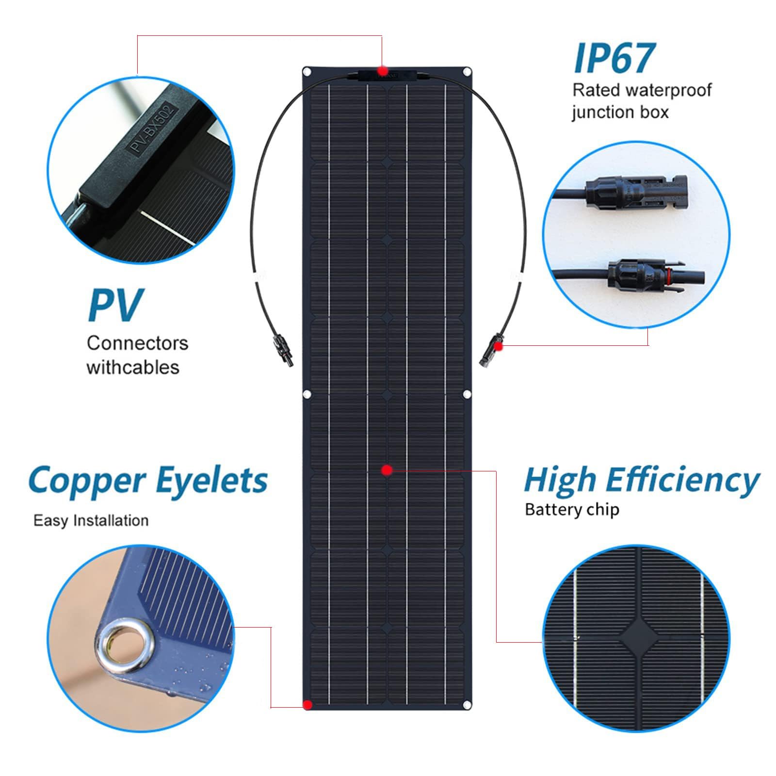 Kit Pannello Solare Off Grid Da 400 W, 2 Moduli Solari Fotovoltaici Monocristallini Da 200 W Pannello Solare 18 V Con Regolatore Di Carica 60 A Per Camper, Balcone, Barca, Camper,black
