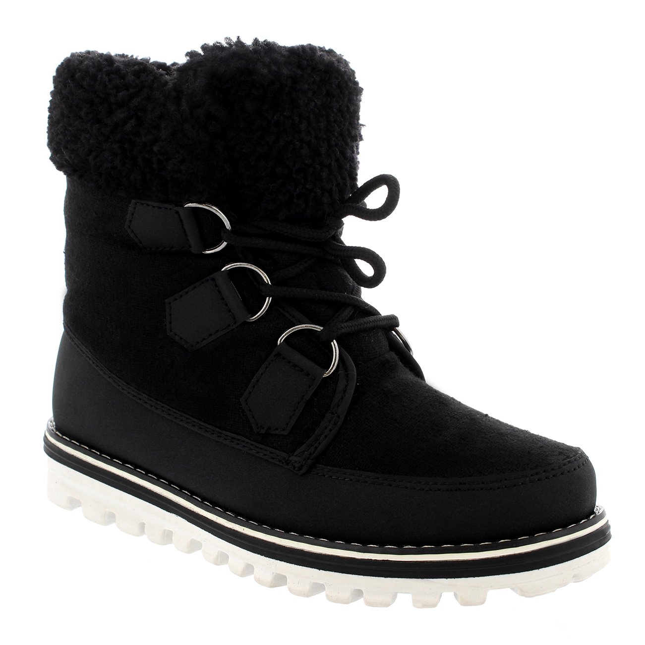 Polar Boot Womens Fleece Lined Snow Winter Waterproof Hiking Durable Ankle Boots - Black Textile - UK6/EU39 - YC0495
