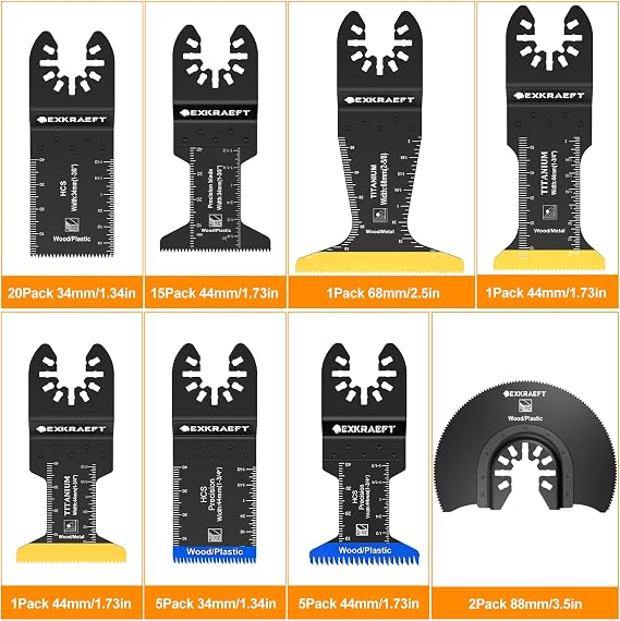 EXKRAEFT 50 PCS Titanium Multi Tool Blade for Metal, Wood and Drywall