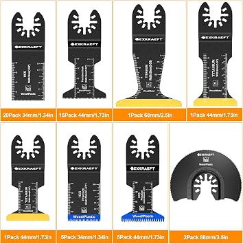EXKRAEFT 50 PCS Titanium Multi Tool Blade for Metal, Wood and Drywall