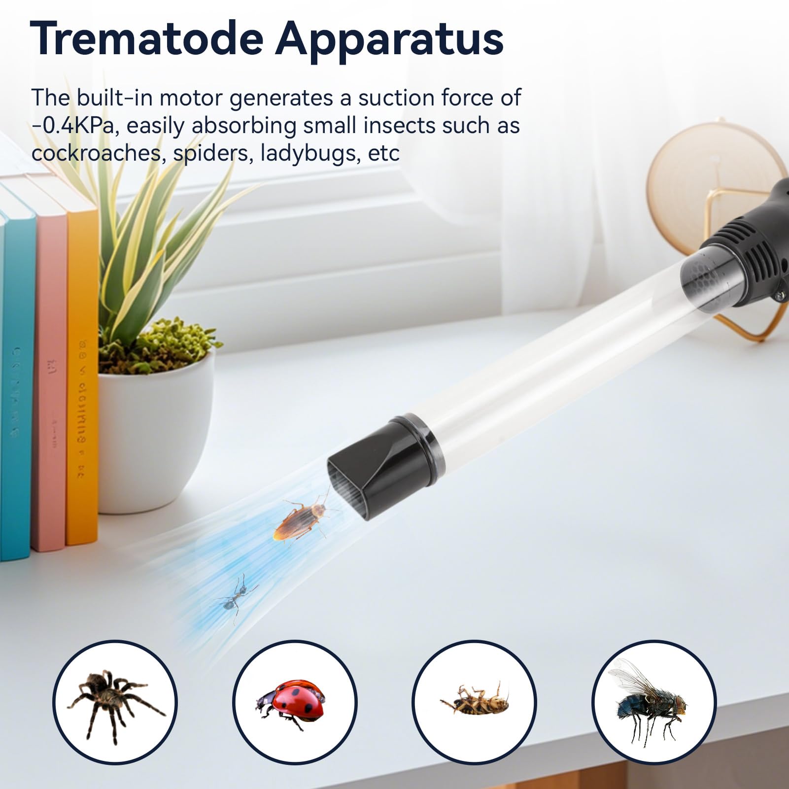 HERCHR Cattura Insetti, Forte Aspirazione Manico Lungo del PC Trasparente a Batteria Alimentata a Ragno Grabber con Luce a LED per Scarabei, Scarafaggi, Cimici, Moth
