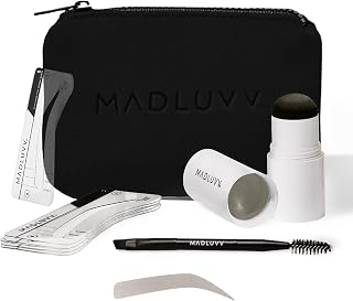 MADLUVV Brow Stamp Kit, 9 Stencils & Pomade for Sparse Brows (Light Grey)