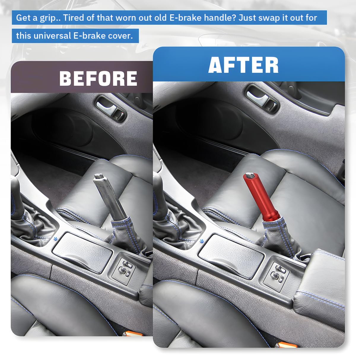 Copri Freno A Mano In Alluminio Per Auto - Rosso, Universale, Facile Installazione, Design Sportivo - Foto 5