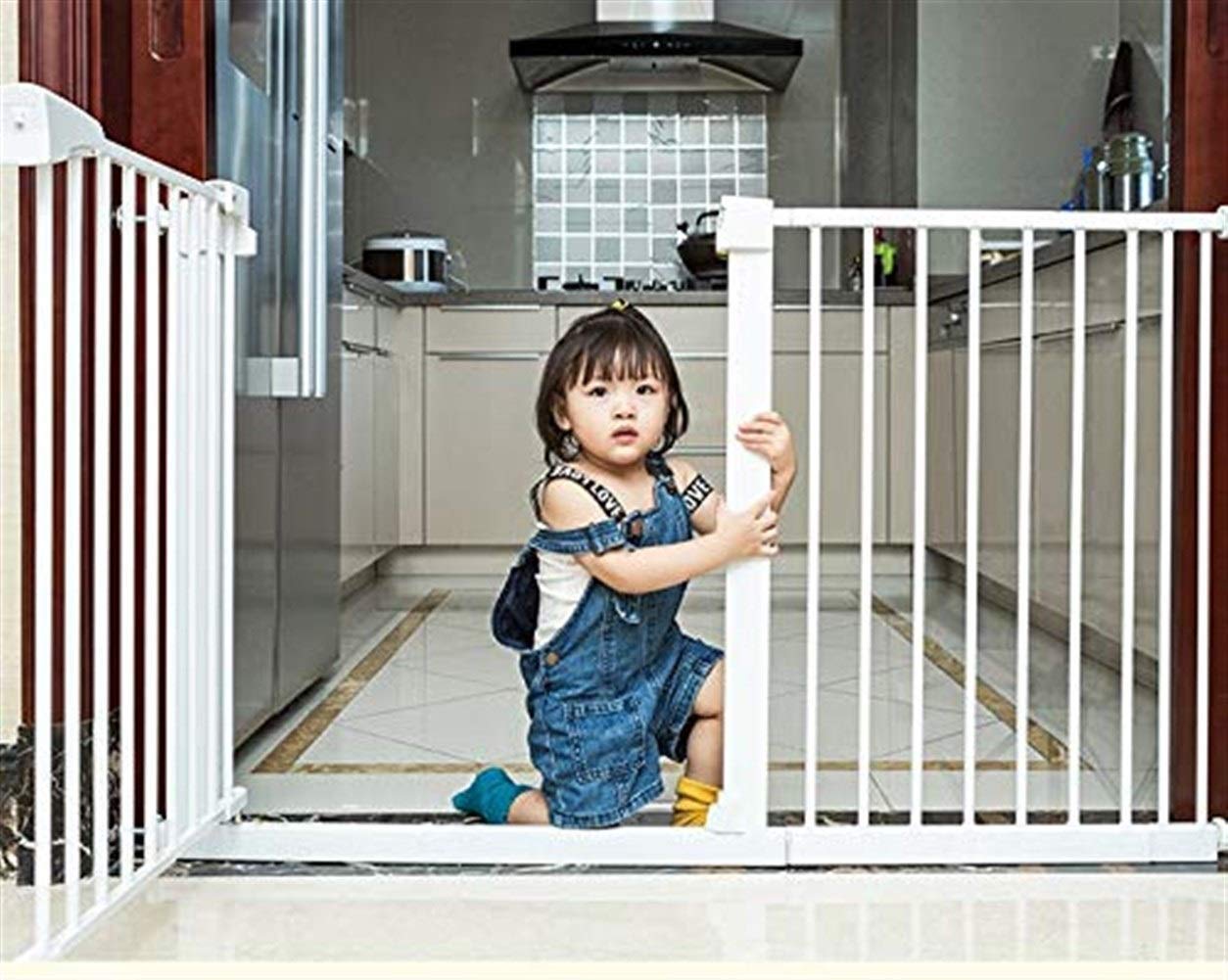 Cancello per Bambini Cancello per Scale G Cancelli di Sicurezza in Metallo Bianco Cancello per Bambini Extra Largo Montato a Pressione, per Scale Ingresso per corridoio Facile Apertura (Dime