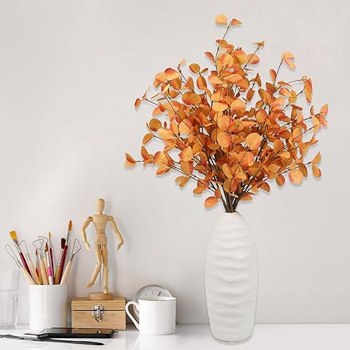 Miniatura 3 de Tallos de otoño, 6 piezas de hojas de otoño artificiales de eucalipto de 27.5 pulgadas, palillos florales de otoño, decoración de ramas de otoño