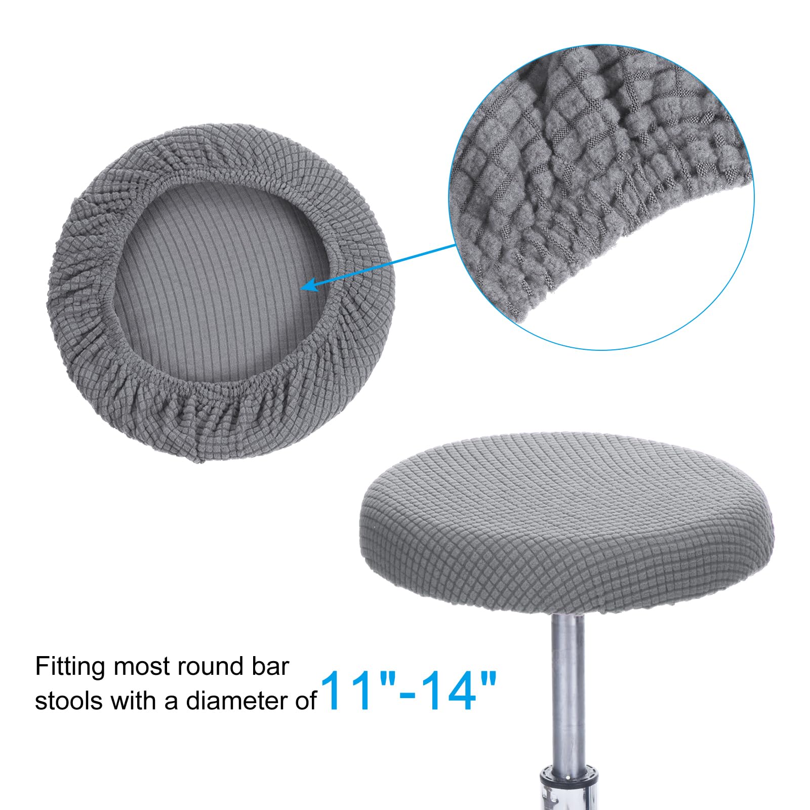 PATIKIL 11" Round Bar Stool Cover, Washable Elastic Stool Cover for Diameter 11"-13" Chair, Light Gray - Image 3