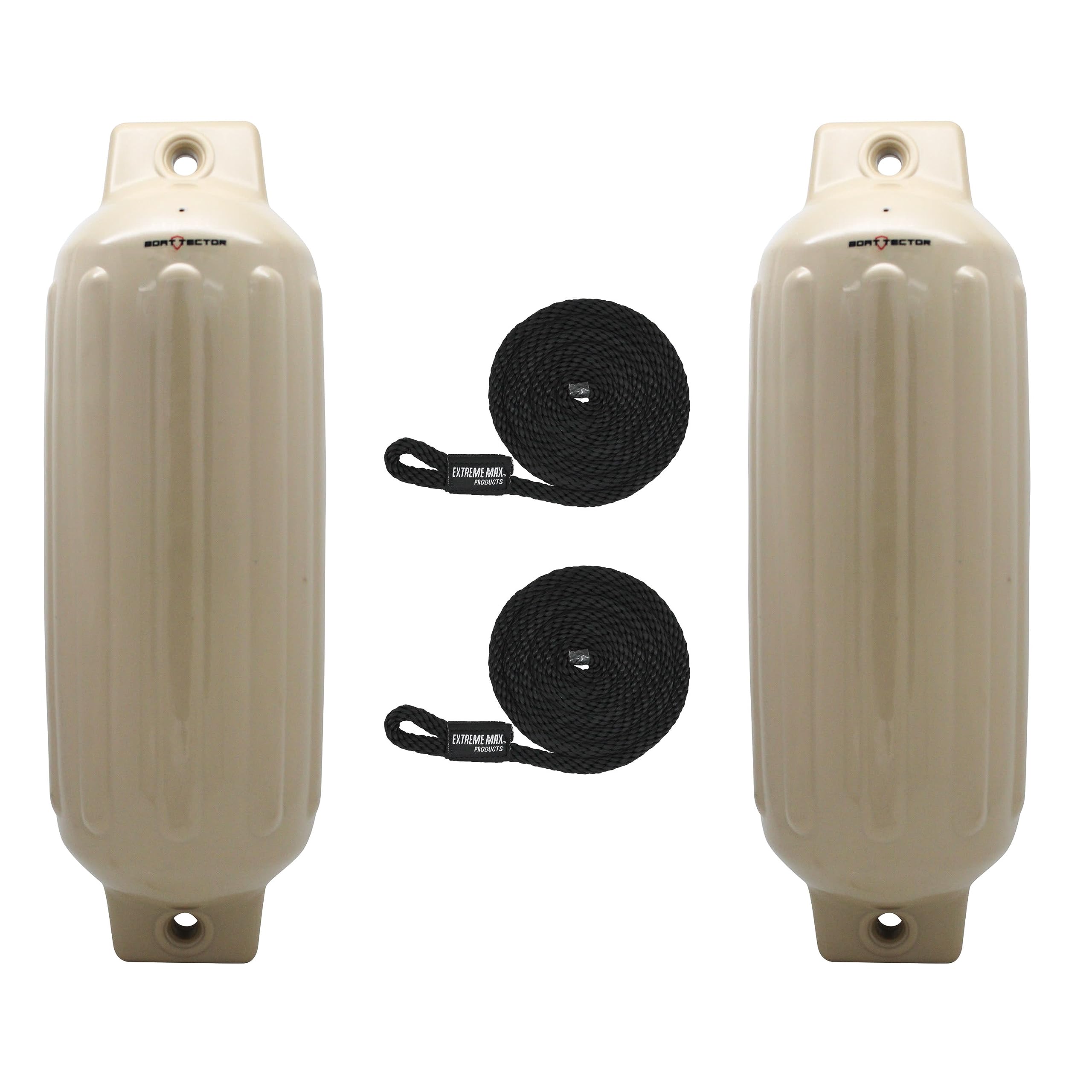Extreme Max 3006.7566 BoatTector Inflatable Fender Value 2-Pack - 8.5" x 27", Sand