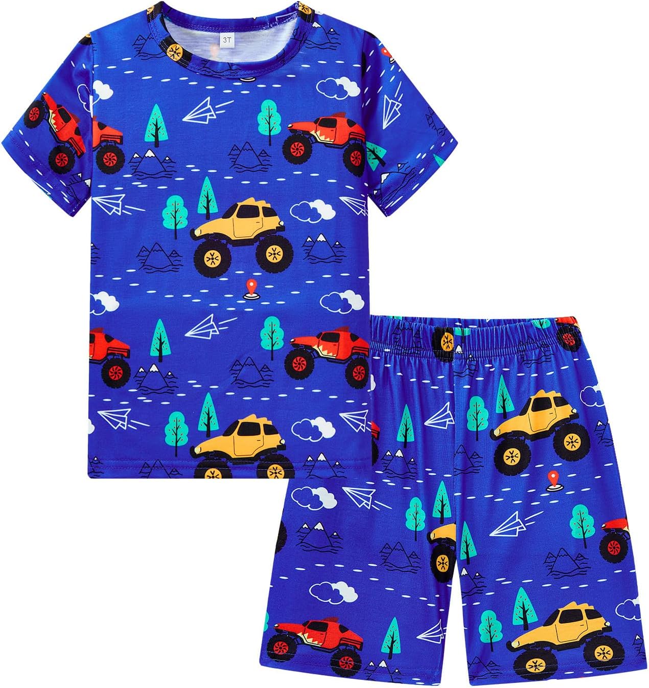 Akyzic Boys Pajamas 100% Cotton Planet Pjs Toddler 2 Piece Short Sleeve Sleepwear Summer Kids Clothes Set 3t-10t