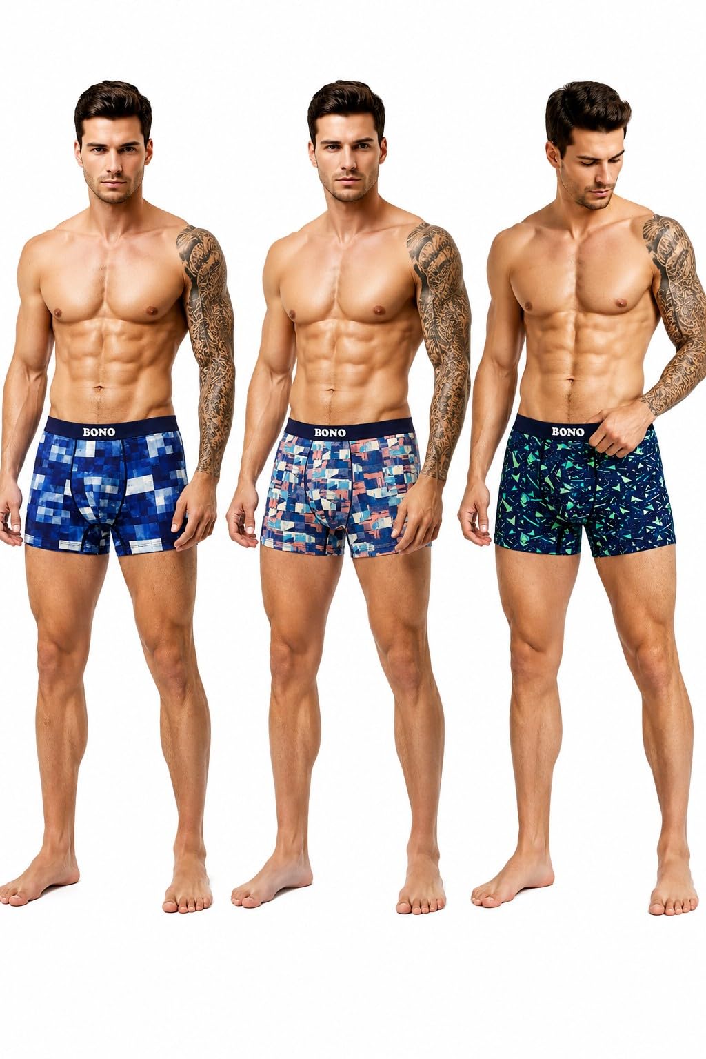 bono Mens Pack of 3 Printed Trunks Breathable Cotton Underwear Combo Anti-Bacterial Moisture Wicking with No Marks Stretchable Waistband-picture-20