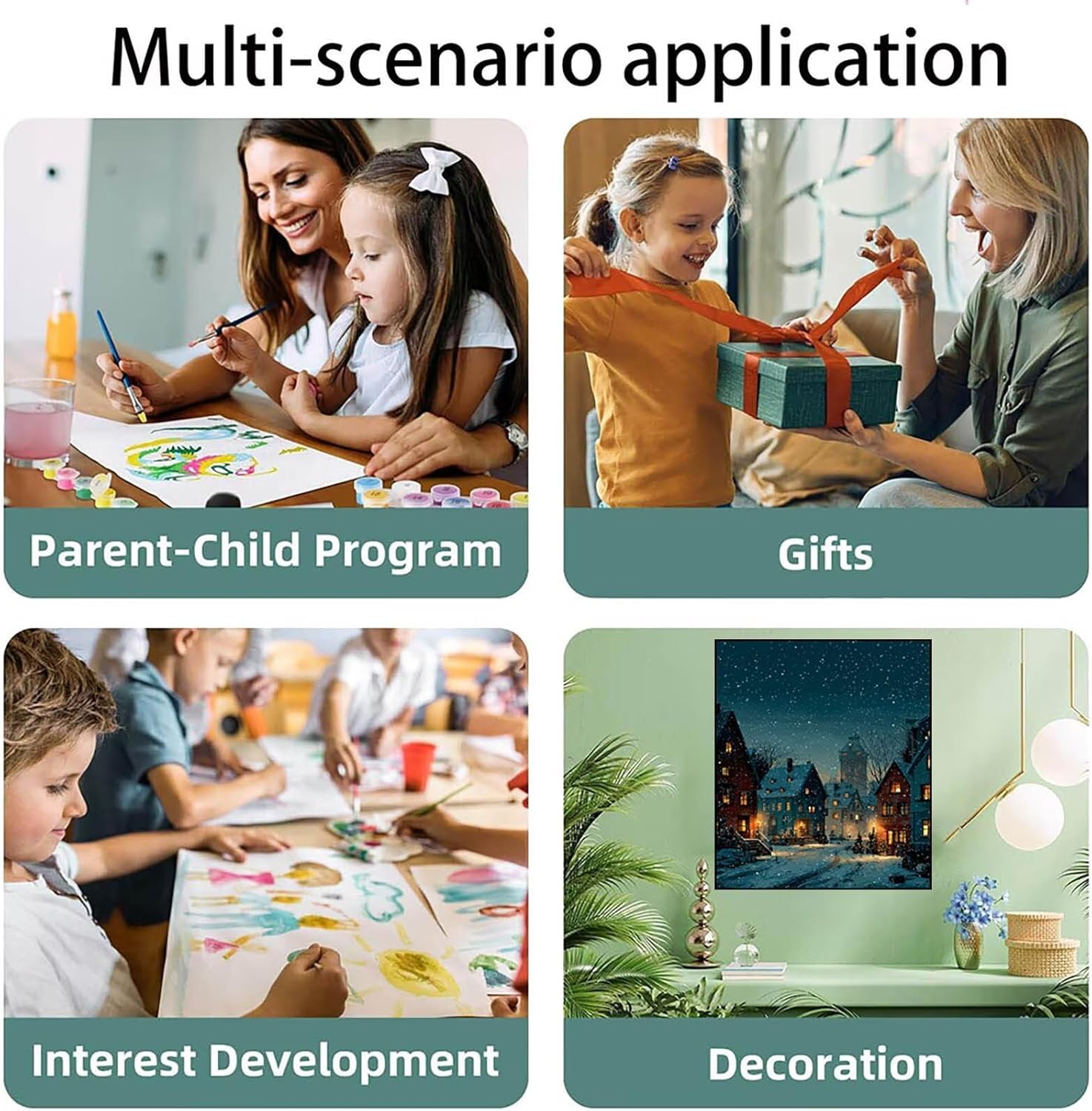 数字油絵 冬 ペイントバイナンバー 手芸キット 小さな町 DIY Paint by Numbers 150x100cm 数字でペイン