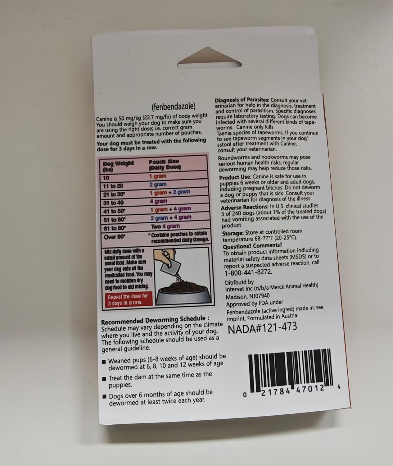 Canine Dewormer 3 Dose x 1 Gram