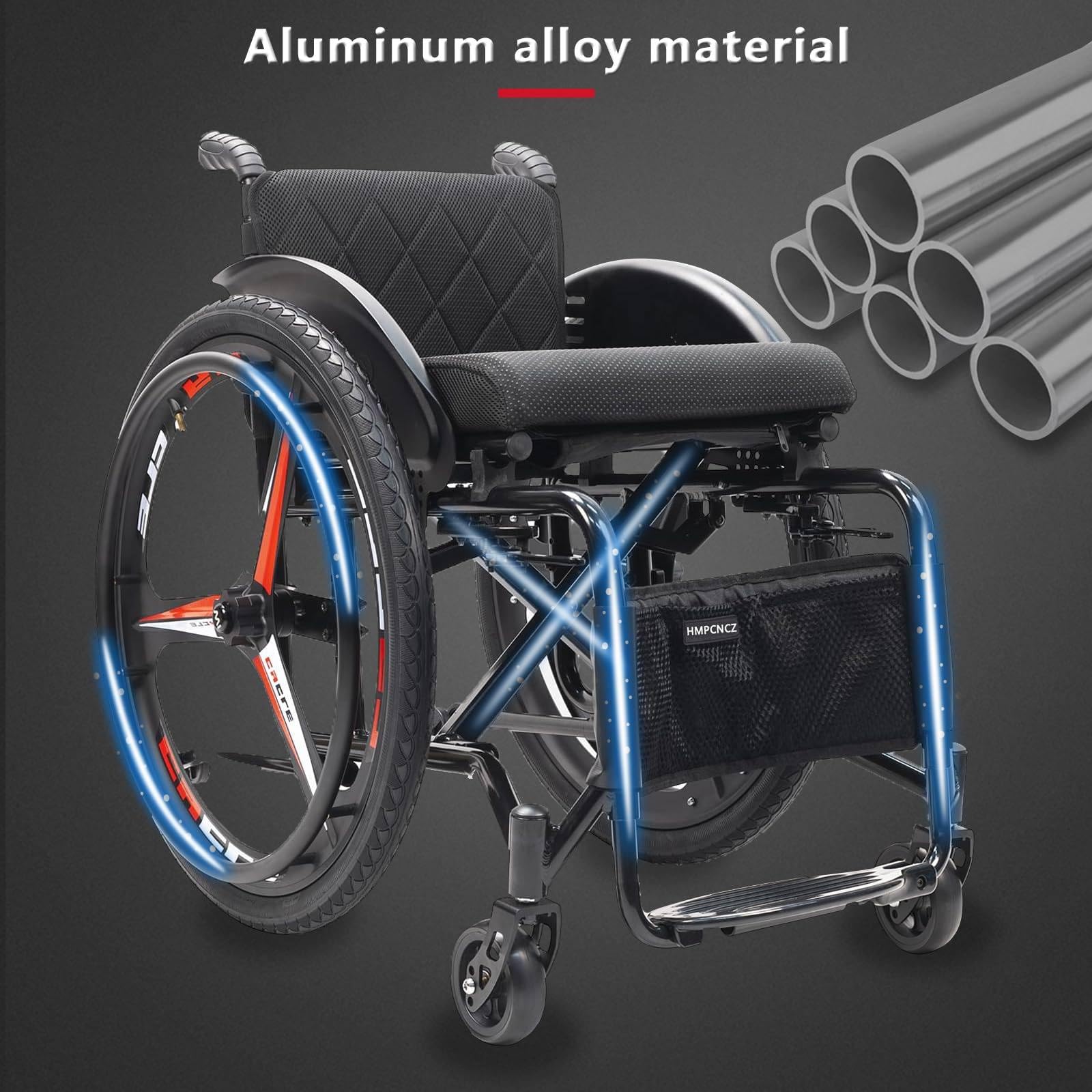 Silla de Ruedas Deportiva Plegable y Ligera seat38cm | Ultraligera para todo terreno, soporta hasta 100 kg (220 lb), asiento ajustable para baloncesto y carreras, 86 x 76 x 52 cm