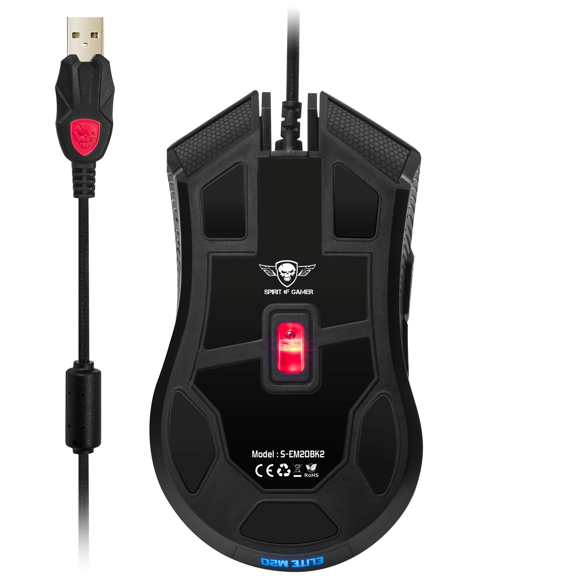 Spirit Of Gamer - Ratón Gaming M20-4000 dpi - Leds (Negro) (Playstation 5)
